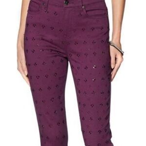 DG2 Diane Gilman Virtual Stretch Embellished Skinny Jean Deep Plum